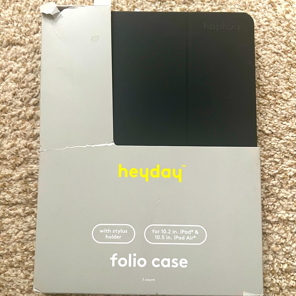 Heyday black 10.2” iPad & 10.5” iPad Air Tablet Cover Case Folio w stylus holder